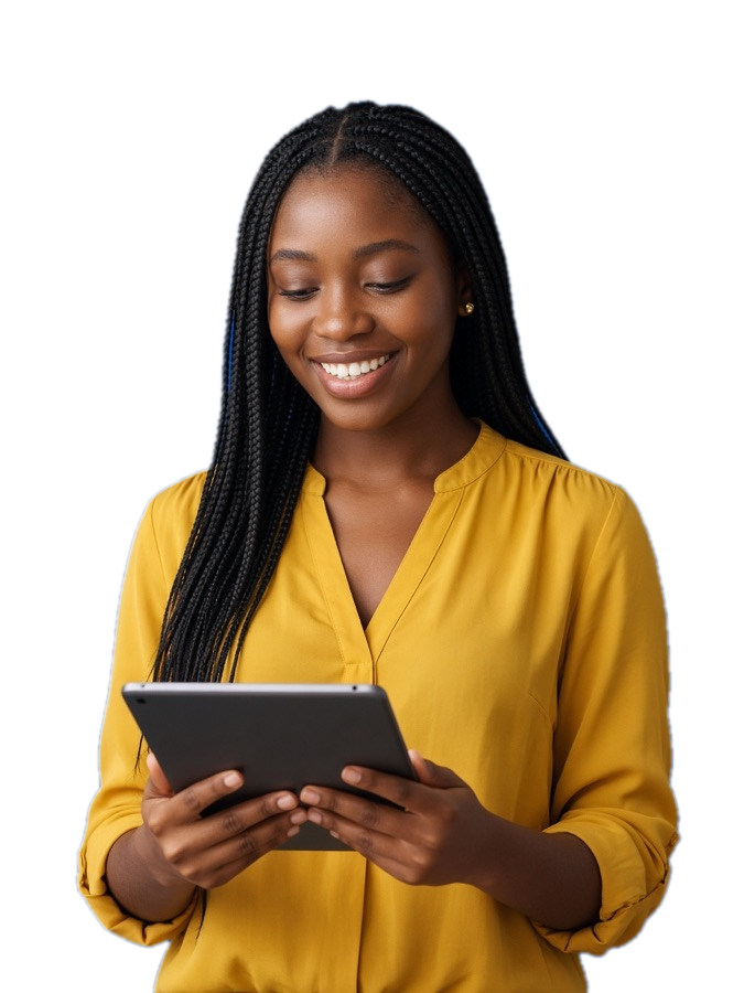 Business owner managing her store on a tablet